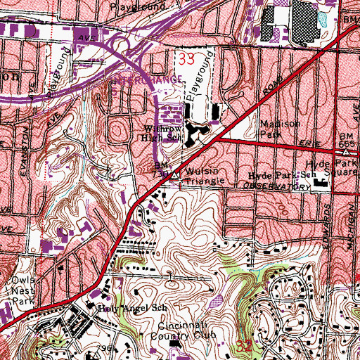 Topographic Map of Wulsin Triangle, OH