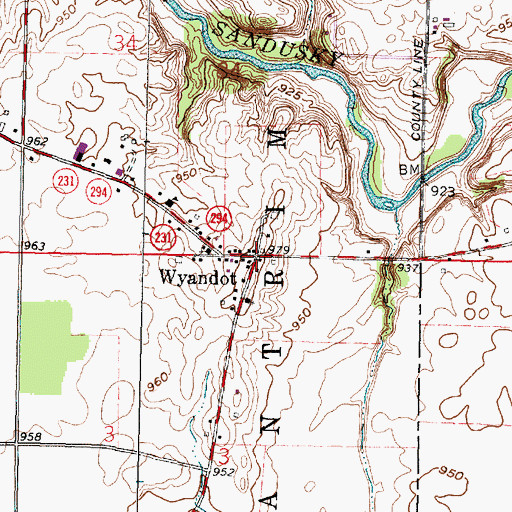 Topographic Map of Wyandot, OH