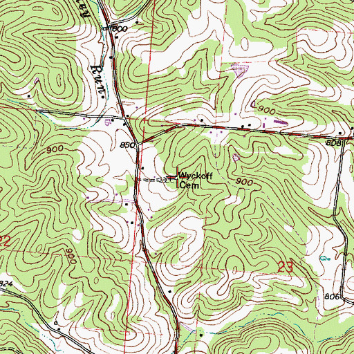 Topographic Map of Wyckoff Cemetery, OH