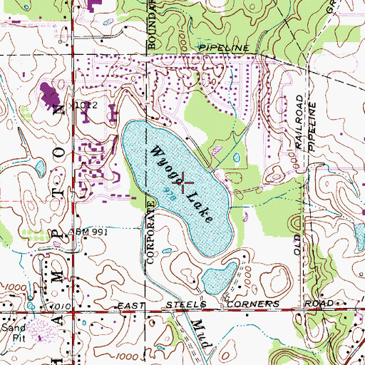 Topographic Map of Wyoga Lake, OH
