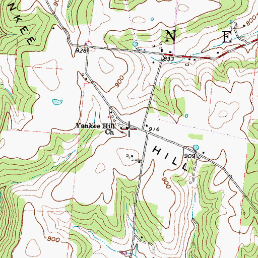 Topographic Map of Yankee Hill Church, OH