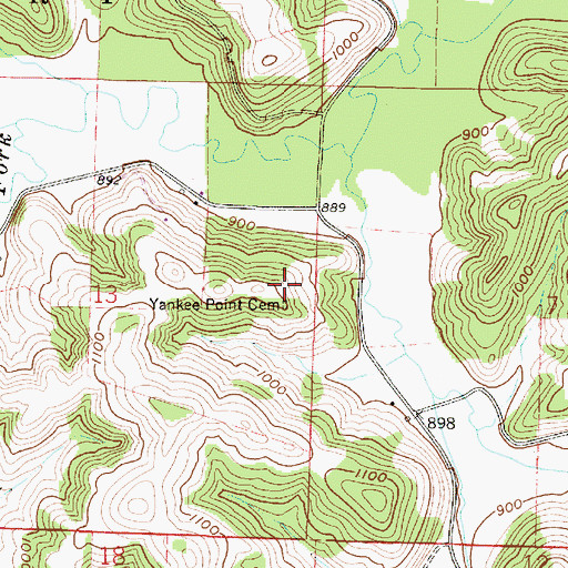 Topographic Map of Yankee Point Cemetery, OH