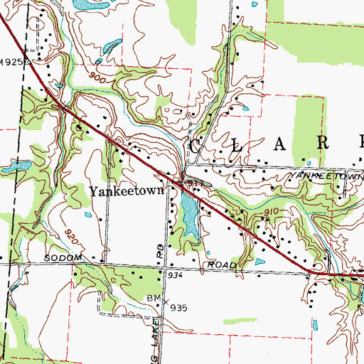 Topographic Map of Yankeetown, OH