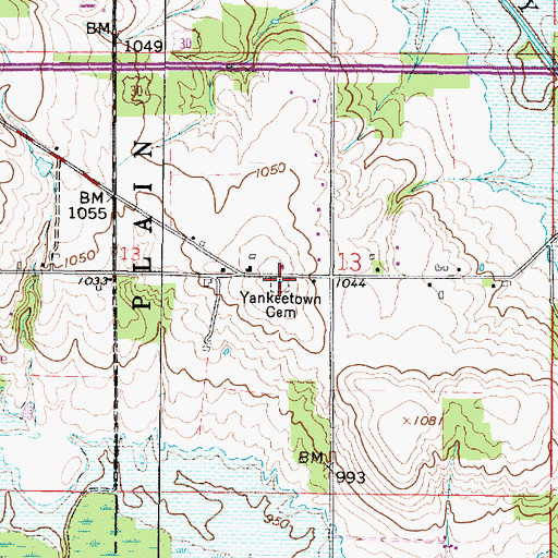 Topographic Map of Yankeetown Cemetery, OH