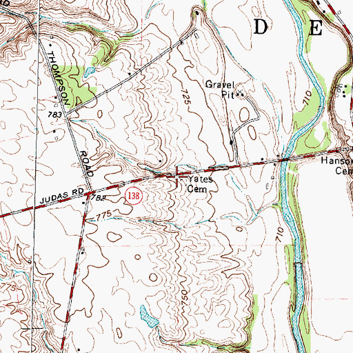 Topographic Map of Yates Cemetery, OH