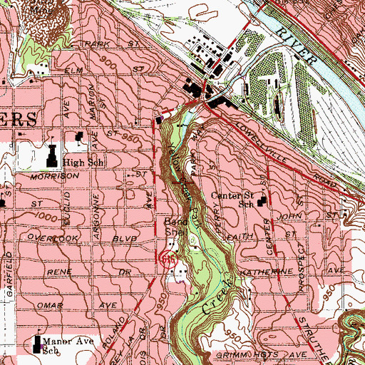 Topographic Map of Yellow Creek Park, OH