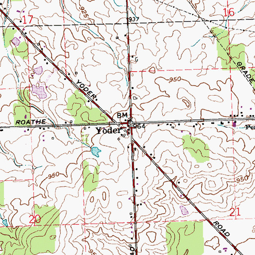 Topographic Map of Yoder, OH