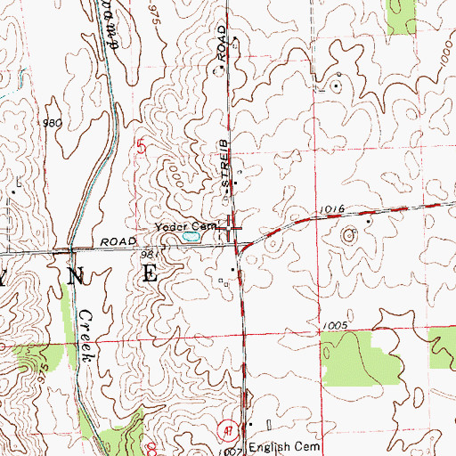 Topographic Map of Yoder Cemetery, OH
