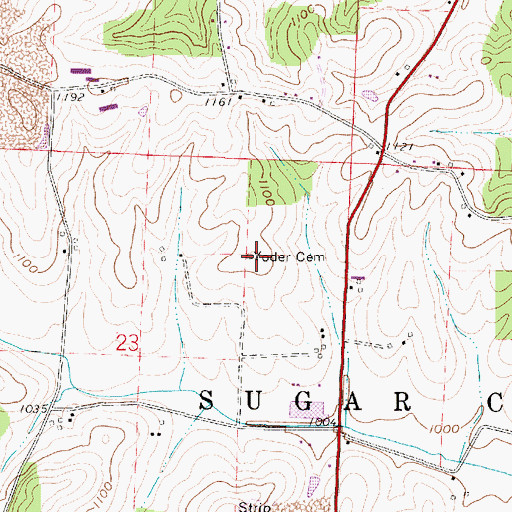 Topographic Map of Yoder Cemetery, OH