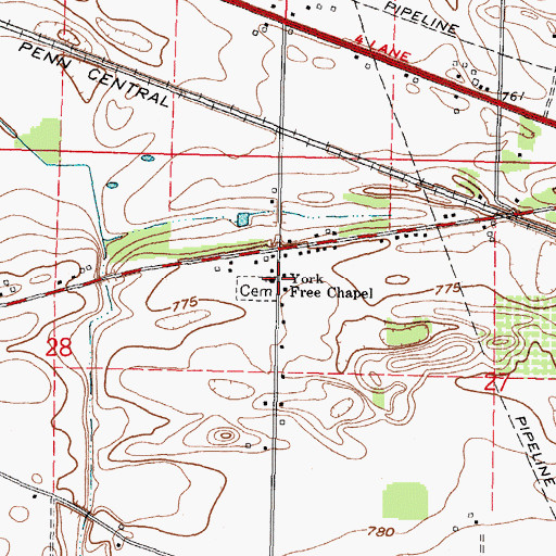Topographic Map of York Free Chapel, OH