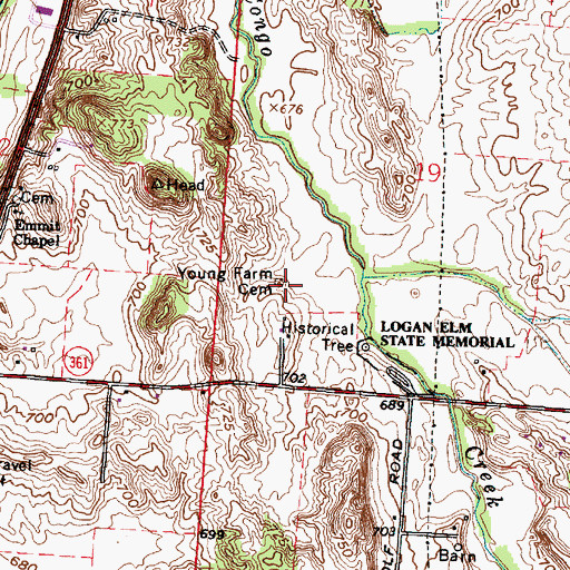 Topographic Map of Young Farm Cemetery, OH