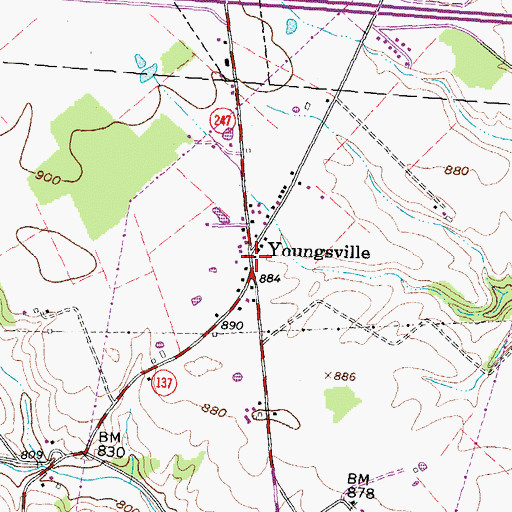 Topographic Map of Youngsville, OH
