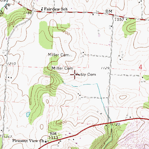 Topographic Map of Yutzy Cemetery, OH