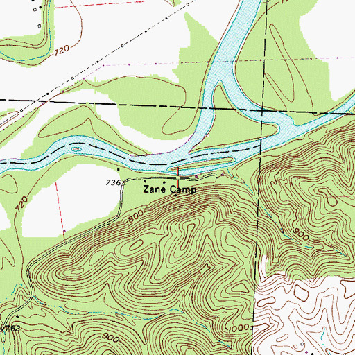Topographic Map of Zane Camp, OH