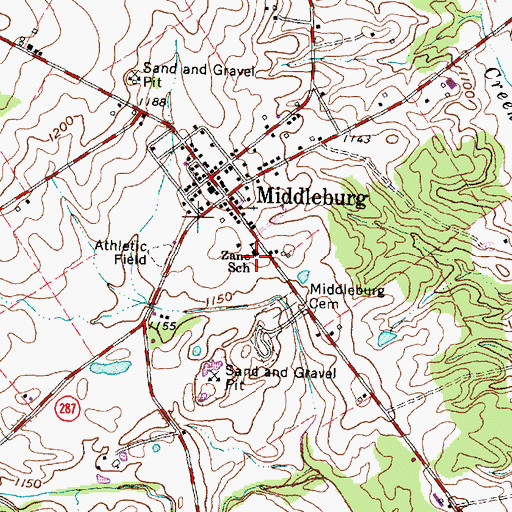 Topographic Map of Zane School, OH