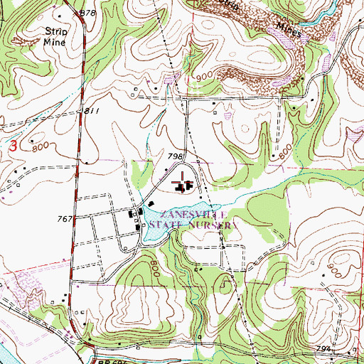 Topographic Map of Zanesville Honor Camp, OH