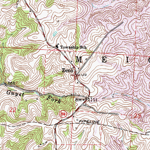Topographic Map of Zeno, OH