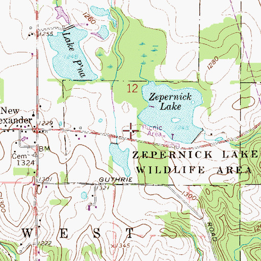 Topographic Map of Zepernick Lake Wildlife Area, OH