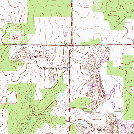 Topographic Map of Zeppernick Cemetery, OH