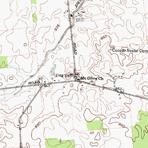 Topographic Map of Zieg Cemetery, OH