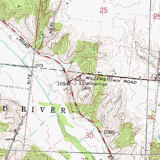Topographic Map of Zimmerman Cemetery, OH