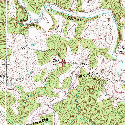 Topographic Map of Zion Cemetery, OH