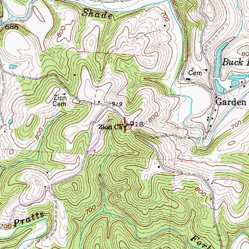 Topographic Map of Zion Church, OH