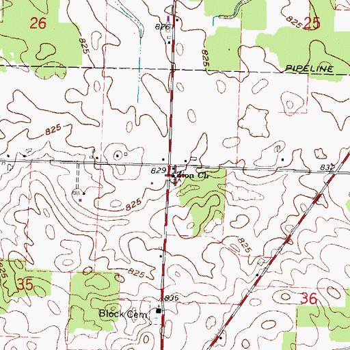 Topographic Map of Zion Lutheran Church, OH