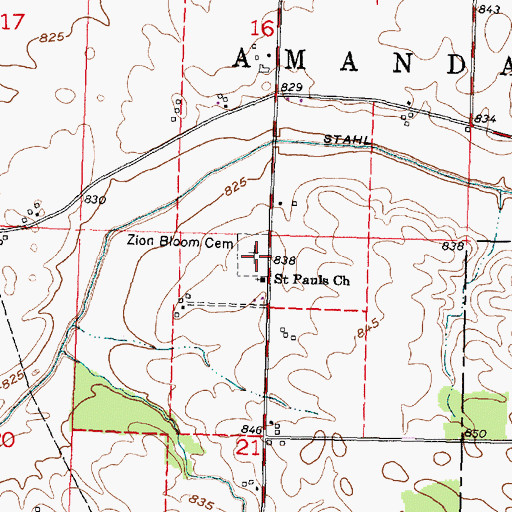 Topographic Map of Zion Bloom Cemetery, OH