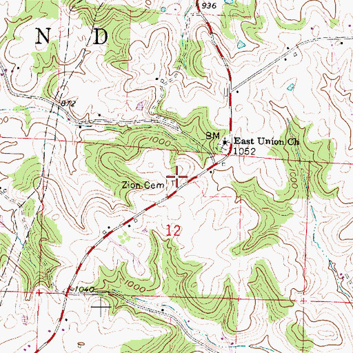 Topographic Map of Zion Cemetery, OH