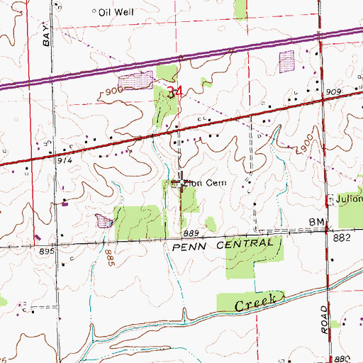 Topographic Map of Zion Cemetery, OH