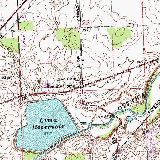 Topographic Map of Zion Cemetery, OH