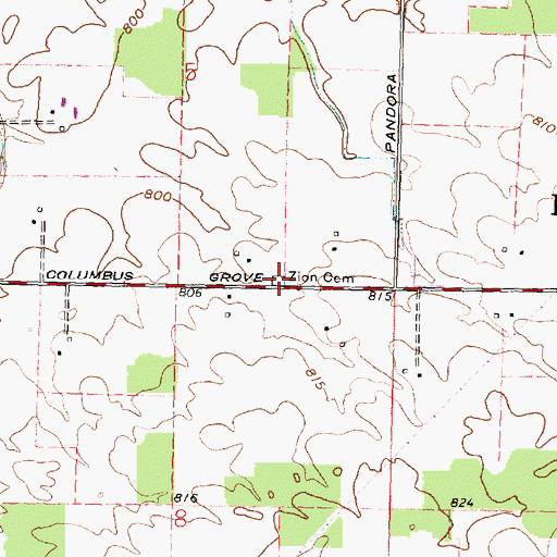 Topographic Map of Zion Cemetery, OH