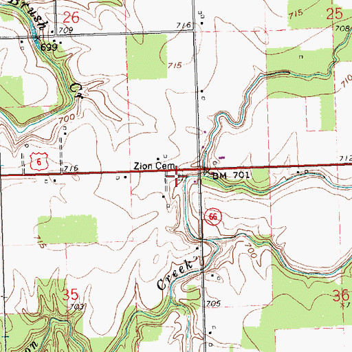Topographic Map of Zion Cemetery, OH