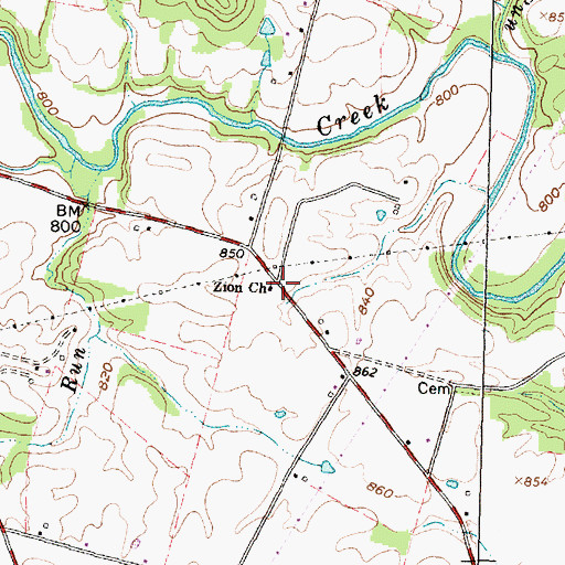 Topographic Map of Zion Church, OH