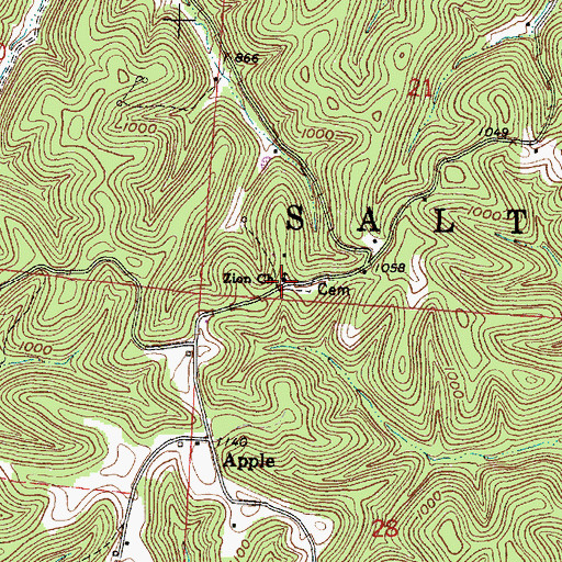 Topographic Map of Zion Church, OH