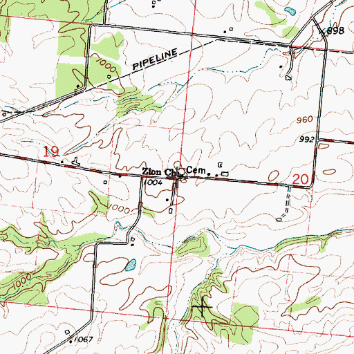 Topographic Map of Zion Church, OH