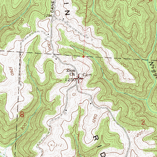 Topographic Map of Zion Methodist Church, OH