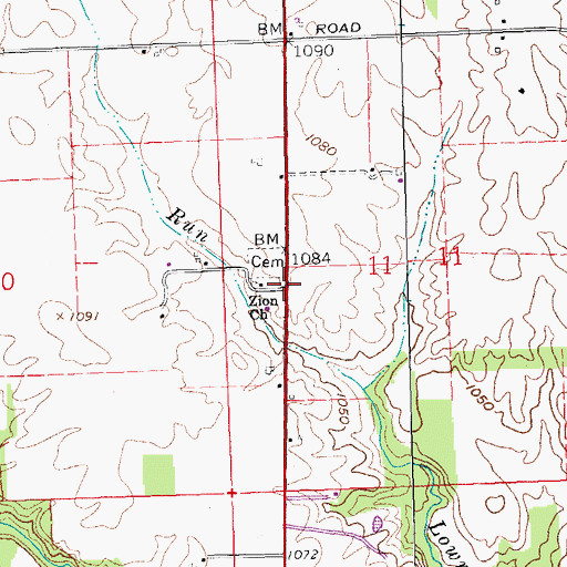 Topographic Map of Zion Church, OH