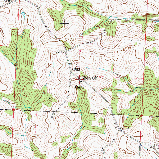 Topographic Map of Zion Church, OH