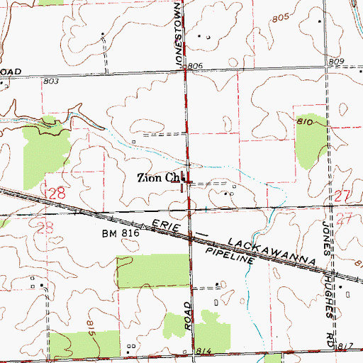 Topographic Map of Zion Church, OH