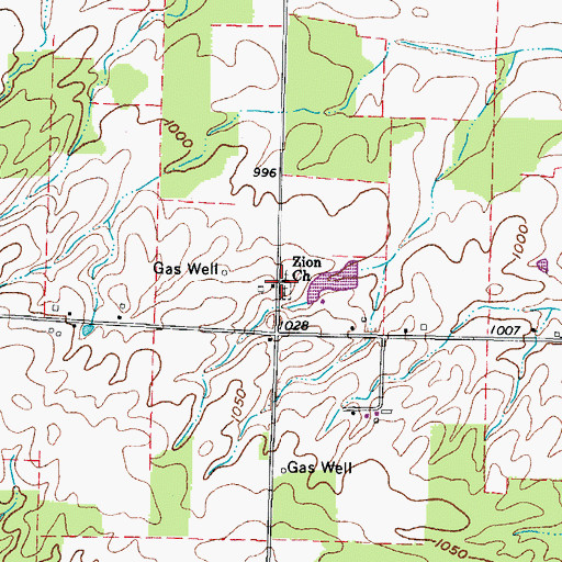 Topographic Map of Zion Church, OH
