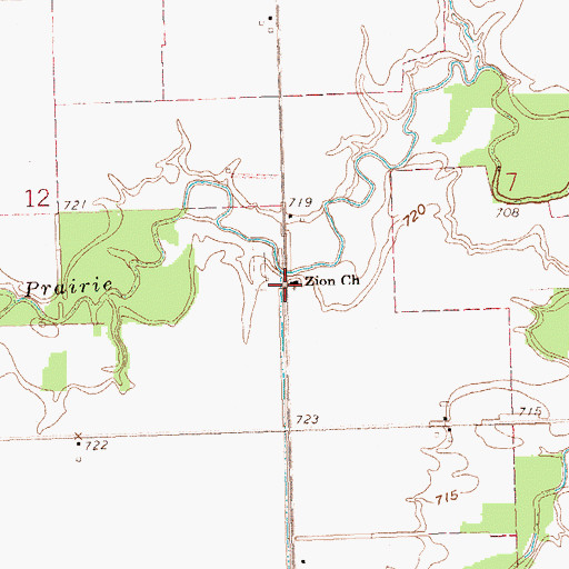 Topographic Map of Zion Church, OH