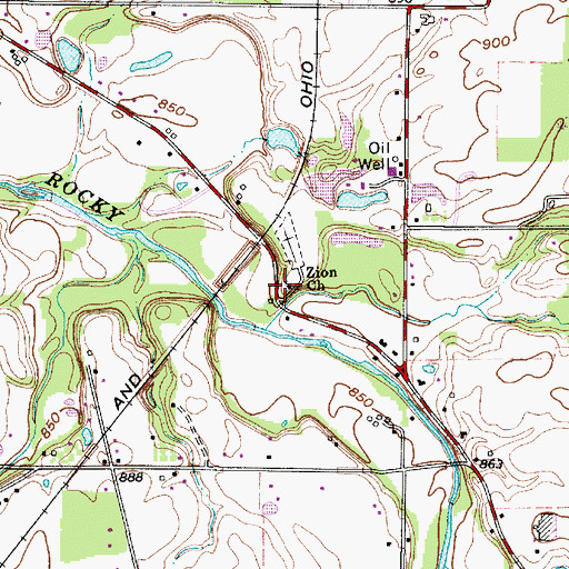 Topographic Map of Zion Lutheran Church, OH