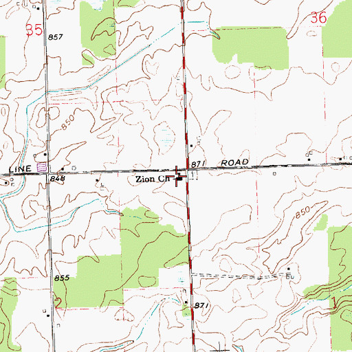 Topographic Map of Zion Lutheran Church, OH