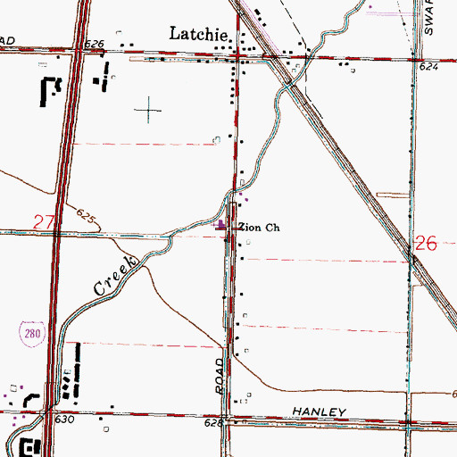 Topographic Map of Zion Church, OH