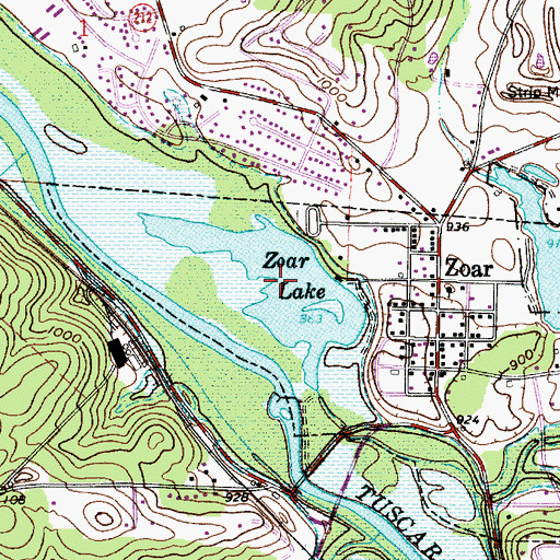 Topographic Map of Zoar Lake, OH