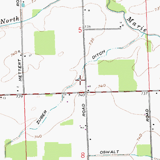 Topographic Map of Zuber Ditch, OH