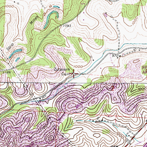 Topographic Map of Zutavern Cemetery, OH