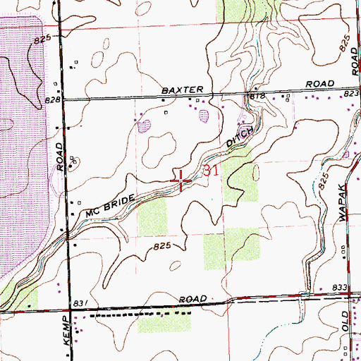 Topographic Map of McBride Ditch, OH